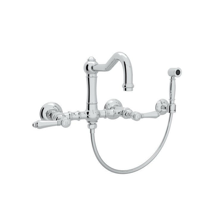 Kitchen Faucet Acqui Sidespray 2 Metal Lever Polished Chrome Column Spout Bridge 1.5 Gallons per Minute - Frankwebs