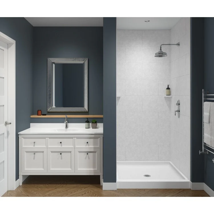 Shower Wall Kit Traditional Subway Tile Glue Up 36 x 62 x 84 Inch Ice Swanstone - Frankwebs