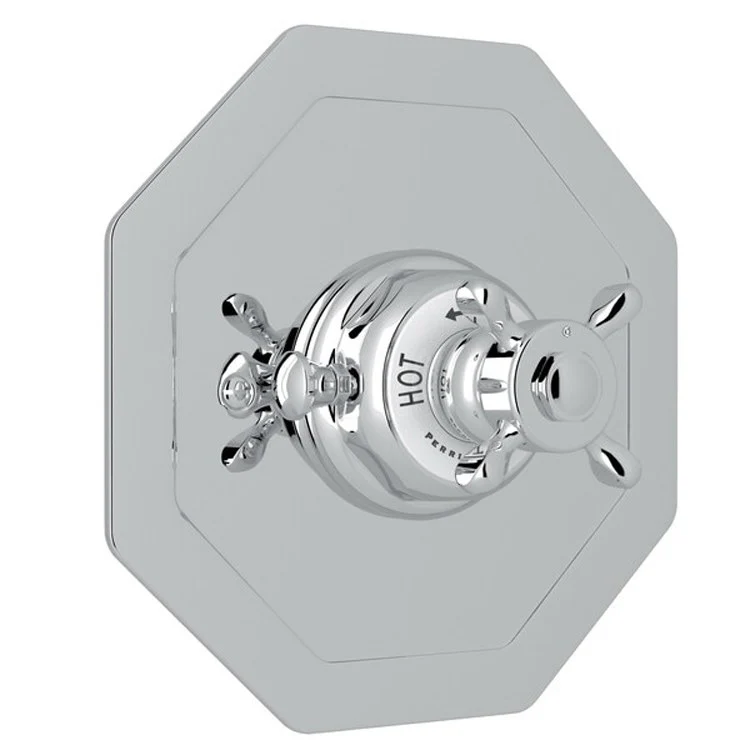 Thermostatic Trim Edwardian 3/4 Inch without Volume Control Octagonal 1 Cross Polished Chrome Brass - Frankwebs