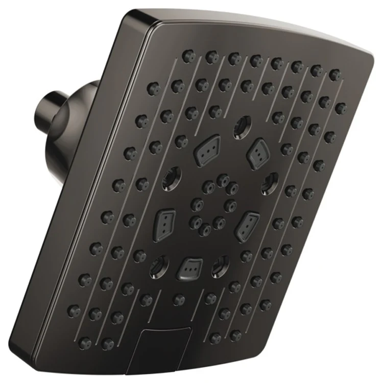 Showerhead Universal Showering 5 Function Wall Mount Brilliance Black Onyx 7 Inch 1.75 Gallons per Minute H2Okinetic Linear Square Includes H2Okinetic Rinsing Shampoo Full Full & Shampoo & Massage Spray - Frankwebs