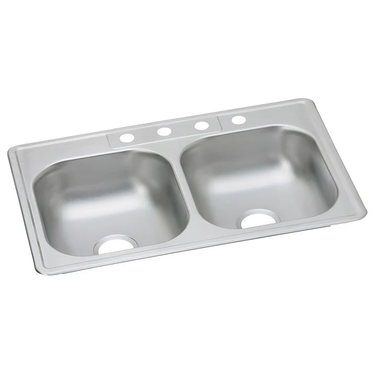 Kitchen Sink Dayton 33 x 22 Inch Double Bowl ADA Satin Drop-In Rectangle Drain Location Center Depth 6-4/7 Inch Multiple of 10 Bottom Only Pads - Frankwebs