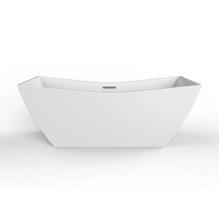 Freestanding Tub Tanya 71 Inch Rectangle Acrylic White/Polished Nickel Drain and Overflow No Faucet Holes - Frankwebs