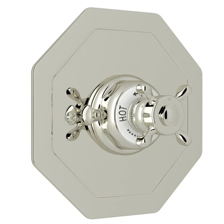Thermostatic Trim Edwardian 3/4 Inch without Volume Control Octagonal 1 Cross Polished Chrome Brass - Frankwebs