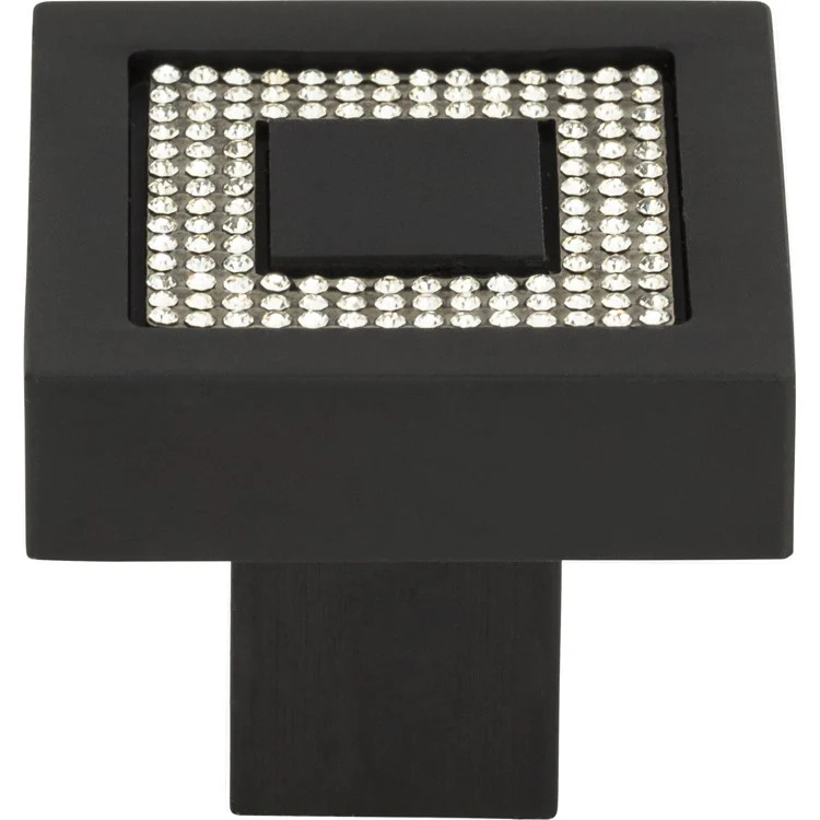 Knob Atlas Crystal Square Inset Matte Black Aluminum & Crystal 1-3/8 Inch - Frankwebs