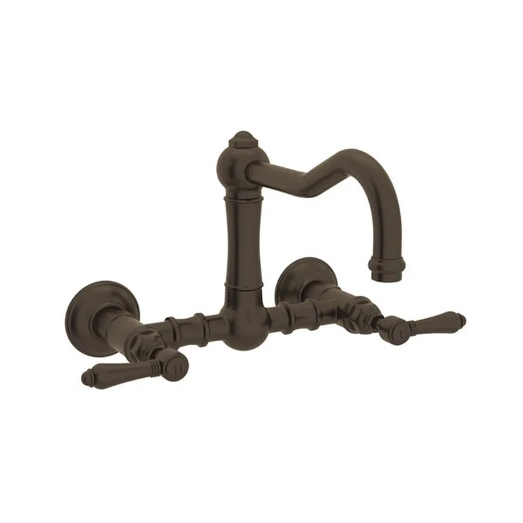 Kitchen Faucet Acqui Wall Mount 2 Metal Lever Tuscan Brass Column Spout 1.5 Gallons per Minute - Frankwebs