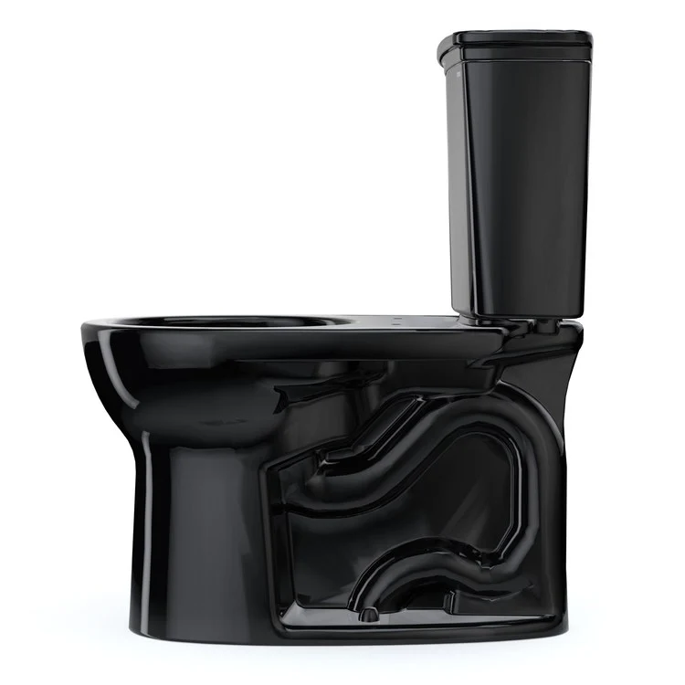 Toilet Drake 2 Pieces Transitional Universal Height Ebony Round Front ADA 30-11/16 Inch 1.28 Gallons per Flush Left Hand Chrome Less Seat - Frankwebs