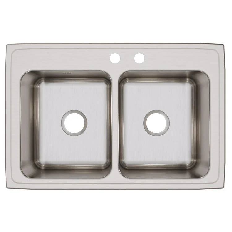 Kitchen Sink Lustertone Classic 33 x 22 Inch Double Bowl Equal MR2 Hole Lustrous Satin Drop-In 10-1/8 Inch - Frankwebs