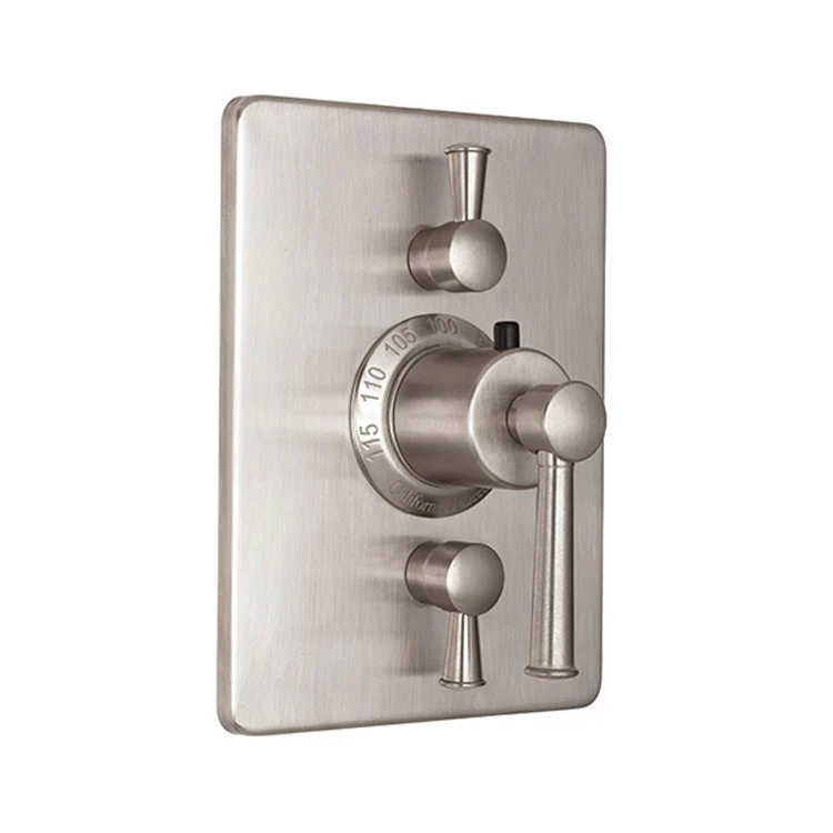 Thermostatic Trim Miramar Rectangular StyleTherm with 2 Volume Control 3 Lever Polished Nickel ADA for Requires THT52-R Or THT52D2-R Valve Faceplate and Handles Brass - Frankwebs