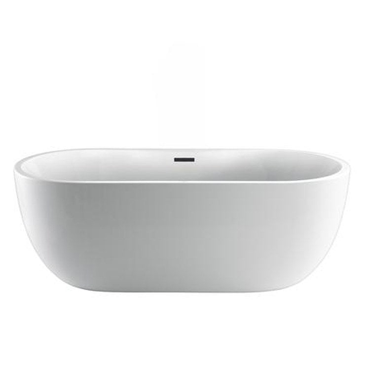 Freestanding Tub Penney 61 Inch Oval Acrylic White/Polished Nickel Drain and Overflow 7 Inch Center Faucet Holes Tap Deck - Frankwebs