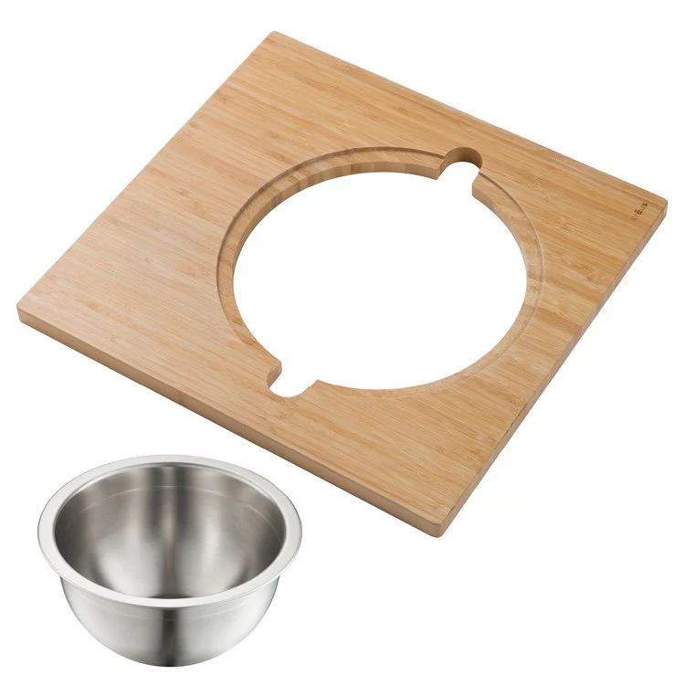 Workstation Serving Board Set with Stainless Steel Mixing Bowl for Kitchen Sink - Frankwebs