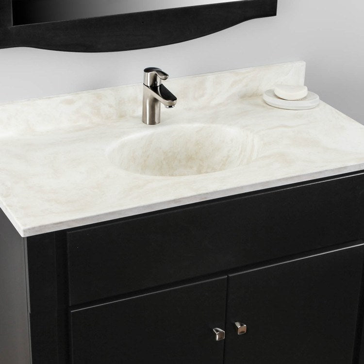Vanity Top Ellipse Single Bowl 37 x 19 Inch ADA Bisque Swanstone 3 Hole - Frankwebs