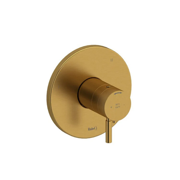 Thermostatic and Pressure Balance Valve Trim Riu 1/2 Inch Round 3-Way No Share 5 Function 1 Lever Brushed Gold ADA 5.0 Gallons per Minute Brass - Frankwebs