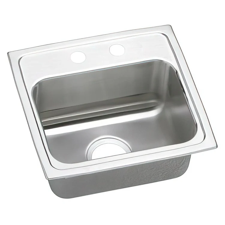 Kitchen Sink Lustertone Classic 17 x 16 Inch Single Bowl MR2 Hole ADA Lustrous Satin Drop-In Rectangle Drain Location Center Depth 5 Inch Quick Clip Mounting System Bottom Only Pads - Frankwebs