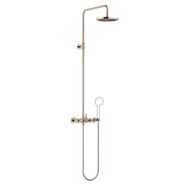 Shower Set TARA Exposed with Mixer Less Handshower 3 Cross/Lever Champagne 1.8 Gallons per Minute - Frankwebs