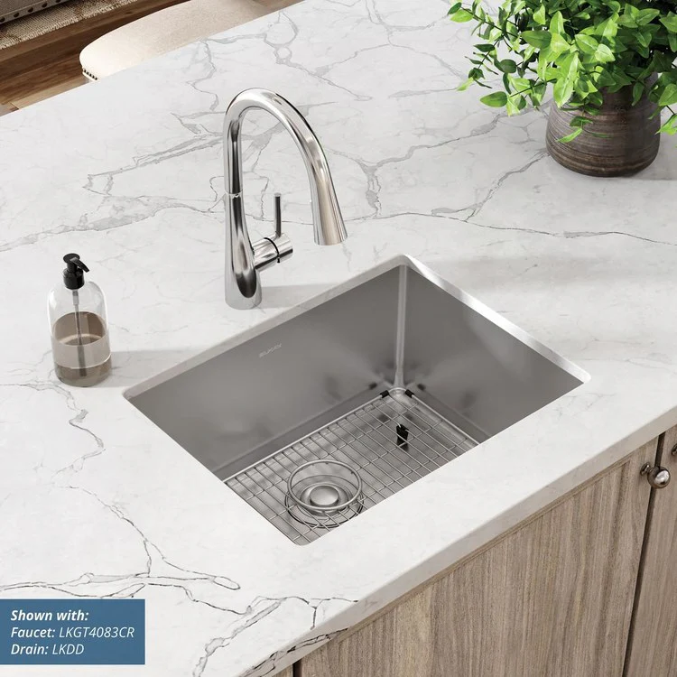 Sink Kit Crosstown 23.5 x 18.25 Inch Single Bowl Polished Satin Bottom Grid Strainer Drain Cleanser Towel Cloth Bag 10 Inch - Frankwebs