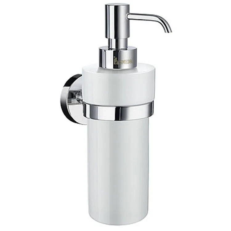 Soap Dispenser Home Polished Chrome Wall Mount Porcelain Brass Pump with Holder 200 Milliliters - Frankwebs