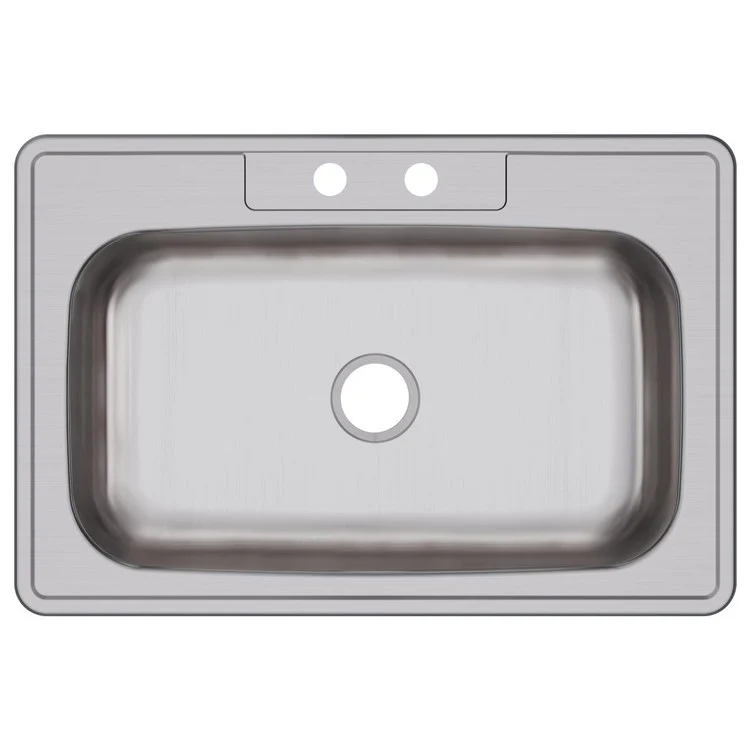 Kitchen Sink Dayton 33 x 22 Inch Single Bowl Equal 2 Hole Elite Satin Drop-In Drain Location Center 8 Inch Multiple of 40 Bottom Only Pads - Frankwebs