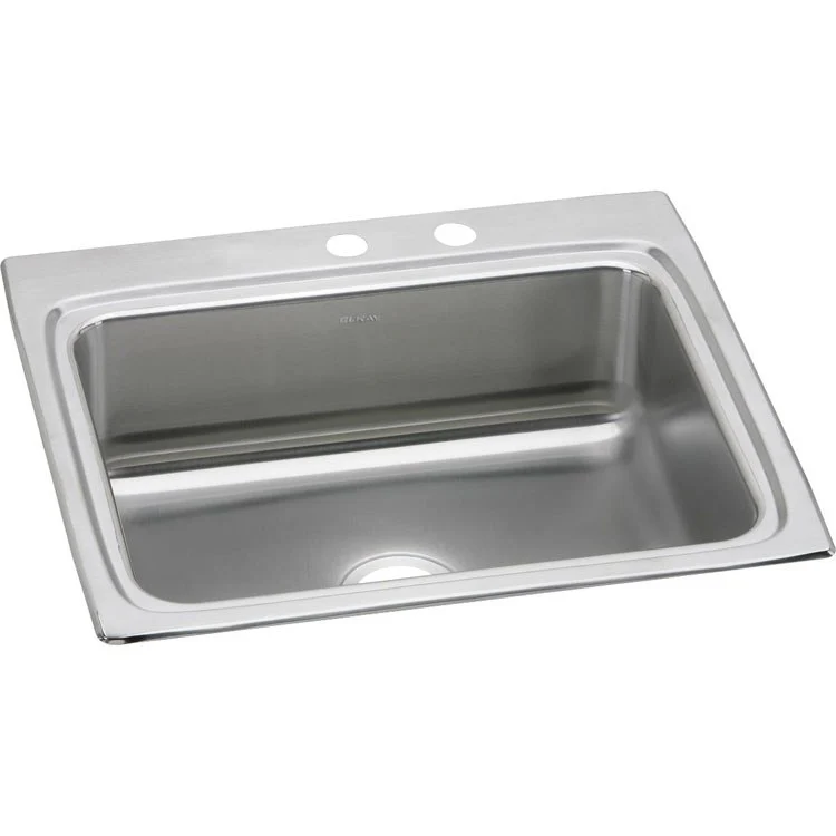 Kitchen Sink Lustertone Classic 25 x 22 Inch Single Bowl MR2 Hole Lustrous Satin Drop-In Stainless Steel Drain Location Center Sides and Bottom Pads - Frankwebs