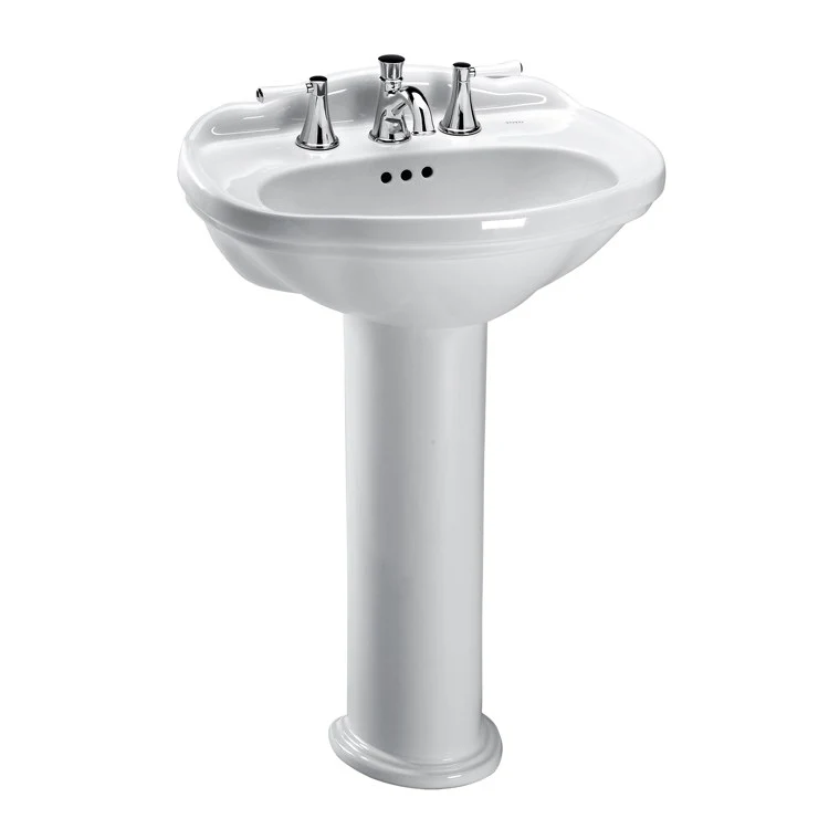 Pedestal Lavatory Whitney 25 x 19 Inch Centerset 4 Inch Spread Cotton Rear Overflow Round Front - Frankwebs