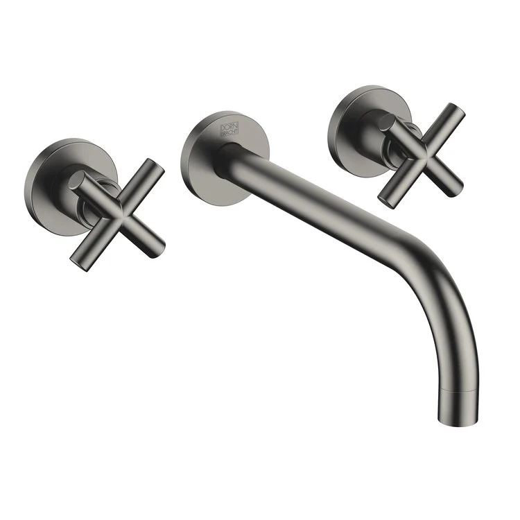 Lavatory Faucet TARA Wall Mount Mixer 2 Cross ADA WaterSense Brushed Dark Platinum 1.2 Gallons per Minute Less Drain 3 Hole - Frankwebs