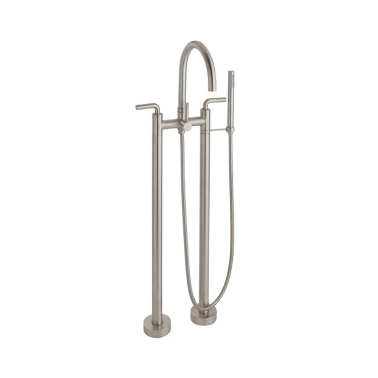 Tub Filler Asilomar Contemporary Floor Mount with Handshower 7 Inch Spread 3 Series 74 Lever ADA Satin Nickel 2 Hole - Frankwebs