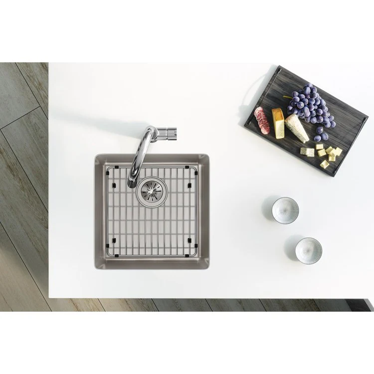 Sink Kit Lustertone Iconix Perfect Drain 18.5 x 18.5 Inch Single Bowl Luminous Satin One EBG1414 Bottom Grid One LKPD1 Perfect Drain and Strainer - Frankwebs