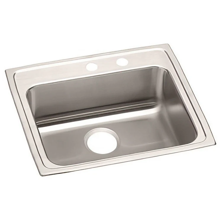 Kitchen Sink Lustertone Classic 25 x 21.25 Inch Single Bowl MR2 Hole ADA Lustrous Satin Drop-In Rectangle Drain Location Rear Center Depth 5-1/2 Inch Bottom Only Pads - Frankwebs