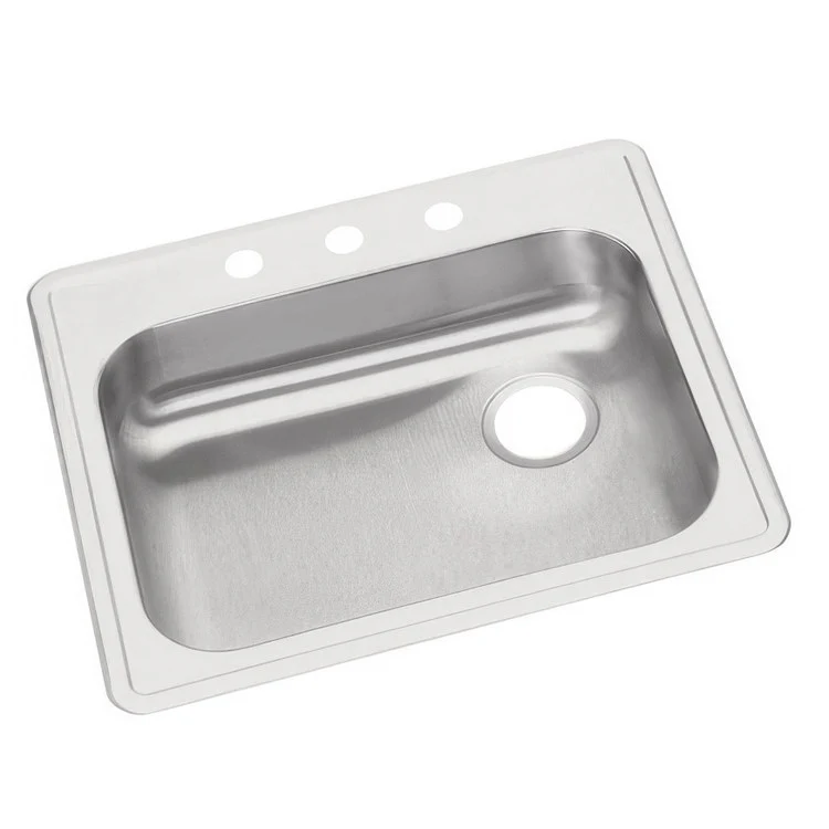 Kitchen Sink Dayton 25 x 22 Inch Single Bowl 5 Hole ADA Satin Drop-In Rectangle Drain Location Rear Right Depth 5-3/8 Inch Bottom Only Pads - Frankwebs