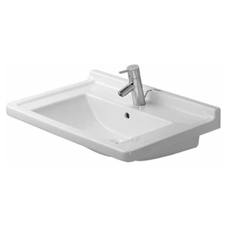 Lavatory Sink Starck 3 Wall Mount with Overflow 27-1/2 x 19-1/4 Inch Rectangle White 1 Hole - Frankwebs