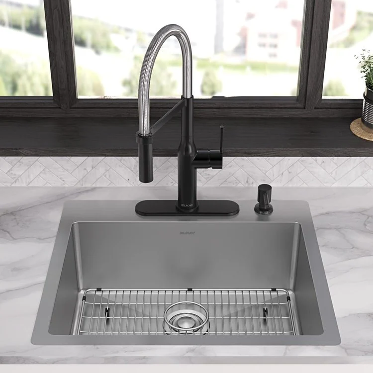 Kitchen Sink Crosstown 25 x 22 Inch Single Bowl 4 Hole Polished Satin Drop-In Undermount - Frankwebs