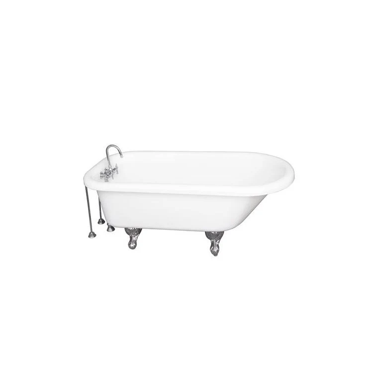Tub Kit Anthea 60 Inch Acrylic White Kit Includes Polished Chrome Tub Filler 24 Inch Double Offset Tub Supplies and Tub Drain Ball and Claw Feet Gooseneck Spout Intricate Metal Lever 40 Gallon Capacity - Frankwebs