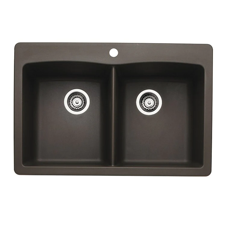 Kitchen Sink Diamond 33 x 22 Inch Double Bowl Equal Double 1 Hole Coal Black Drop-In/Undermount - Frankwebs