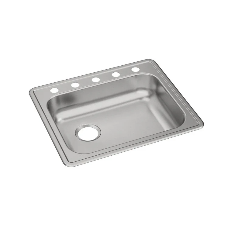 Kitchen Sink Dayton 25 x 21.25 Inch Single Bowl 5 Hole ADA Satin Drop-In Rectangle Drain Location Rear Left Depth 5-3/8 Inch Bottom Only Pads - Frankwebs