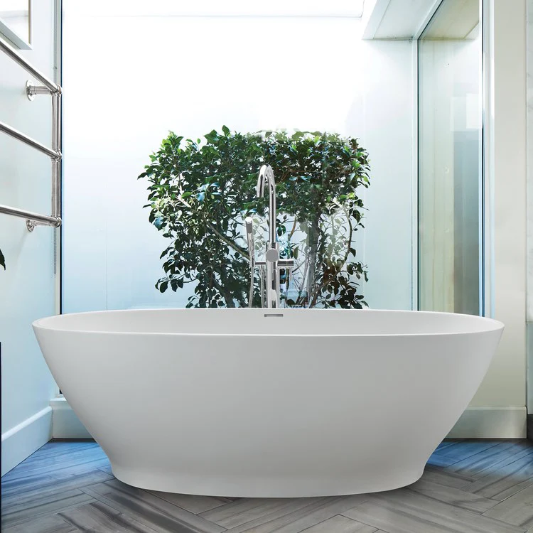 Air Tub Alissa 66.25 x 35.75 Inch Freestanding Air Bath Center White Matte Oval Sculpturestone 95 Gallons 23-1/4 Inch - Frankwebs