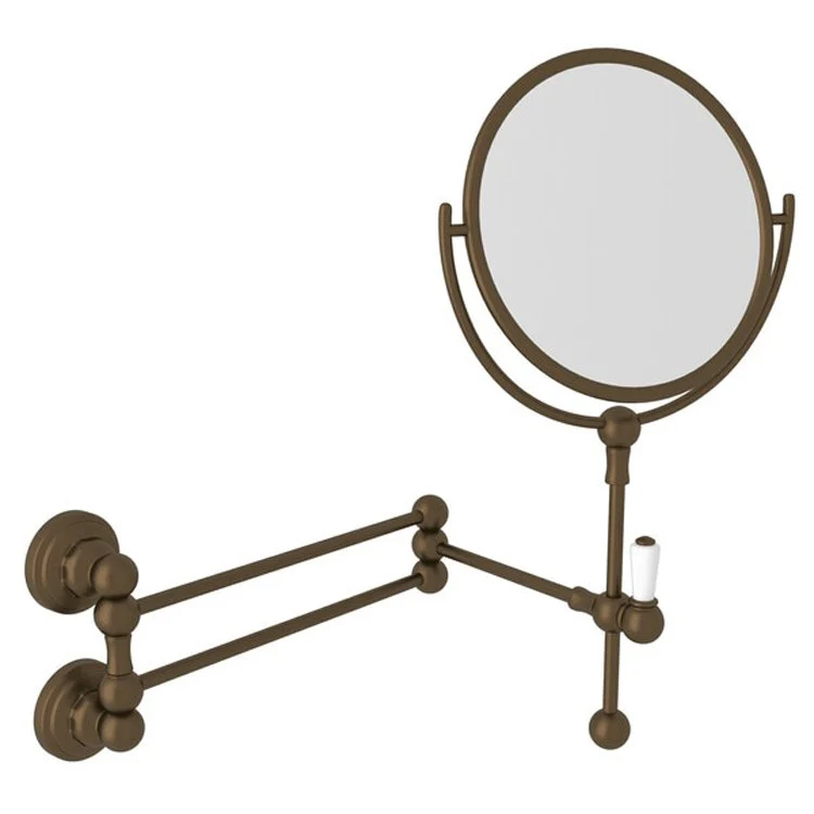 Shaving/Make Up Mirror Edwardian 6-7/8 Inch Satin Nickel Wall Mount Swivel 3X Magnification On One Side Round Brass/Glass - Frankwebs