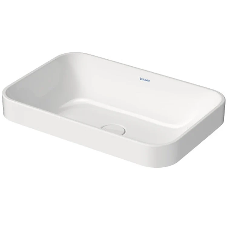 Lavatory Sink Happy D.2 Plus Above Counter Less Overflow 15-3/4 x 23-5/8 Inch Rectangle White/Anthracite Matte - Frankwebs