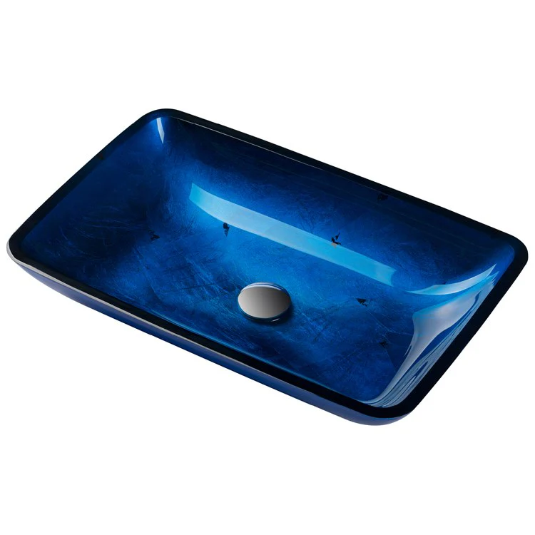 Rectangular Blue Glass Bathroom Vessel Sink - Frankwebs