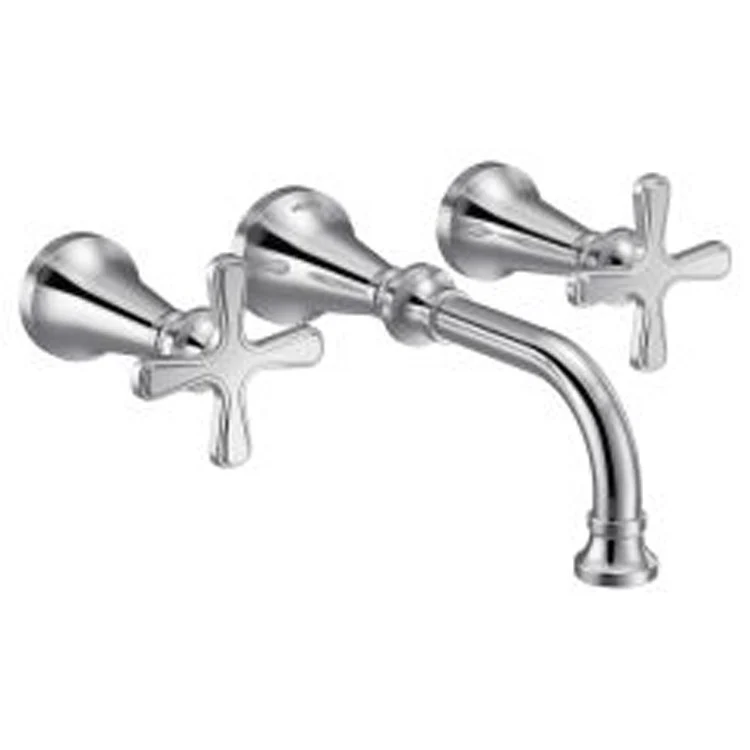 Lavatory Faucet Colinet Wall Mount 8 Inch Spread 2 Cross Brushed Nickel 1.2 Gallons per Minute Less Drain - Frankwebs