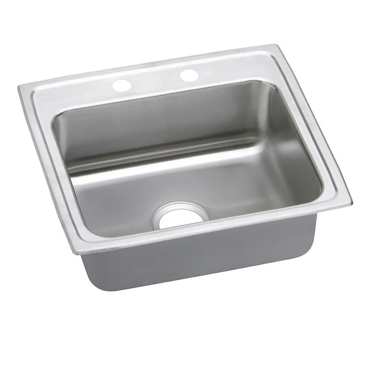Kitchen Sink Lustertone Classic 22 x 19.5 Inch Single Bowl MR2 Hole ADA Lustrous Highlighted Satin Top Mount Rectangle Drain Location Rear Center Depth 5-1/2 Inch Quick Clip Mounting System Full Spray Sides and Bottom - Frankwebs