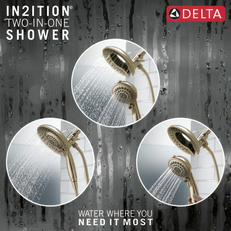 Handshower Combination In2ition Universal Showering Components 2-In-1 Lumicoat Champagne Bronze WaterSense 5 Function 6-13/16 Inch Includes 60-82 Inch Stretchable Metal Hose 1.75 Gallons per Minute - Frankwebs