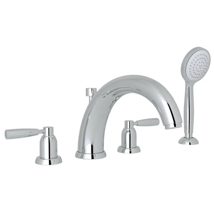 Tub Filler Holborn Deck Mount with Handshower 2 Lever Modified C-Spout Polished Chrome - Frankwebs