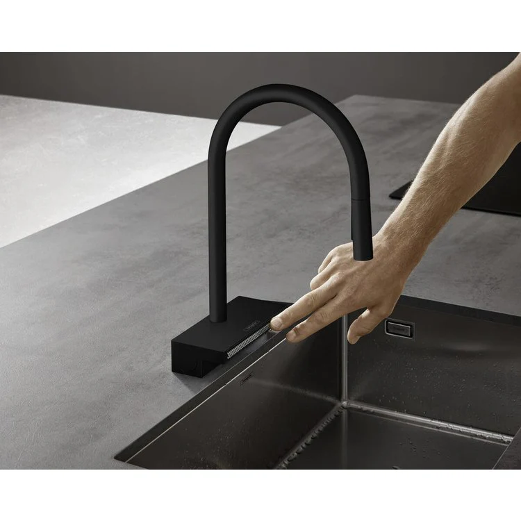 Kitchen Faucet Aquno Select 1 Lever Matte Black Pull Down 3 Function Gooseneck 150 Degree Swivel 1.75 Gallons per Minute - Frankwebs