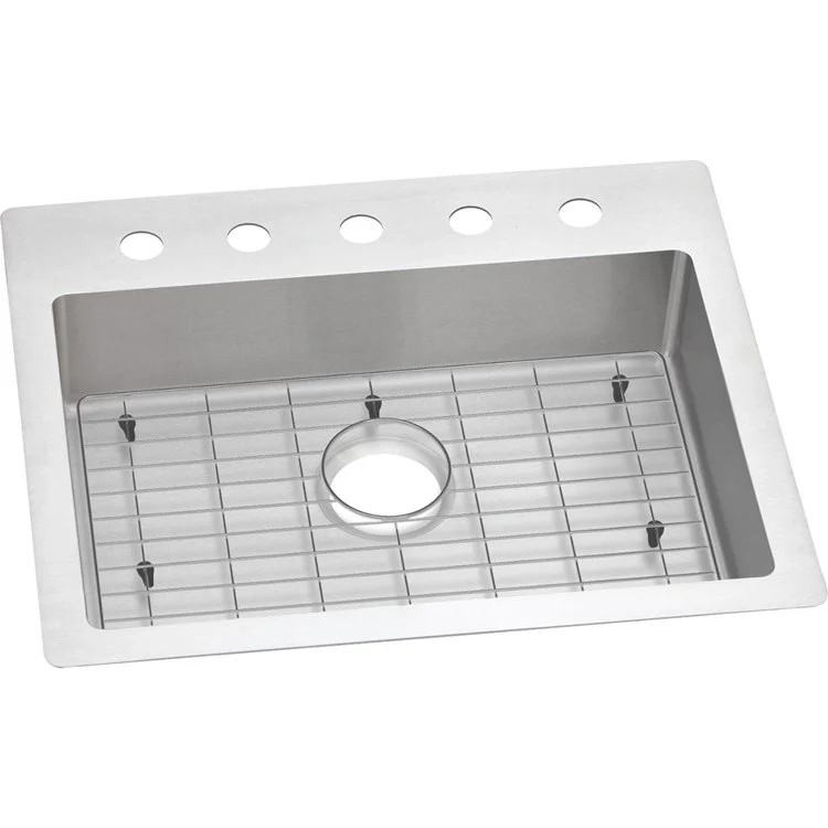 Kitchen Sink Crosstown 25 x 22 Inch Single Bowl 5 Hole ADA Polished Satin Drop-In Undermount Rectangle Drain Location Rear Center Depth 6 Inch Sound Guard - Frankwebs