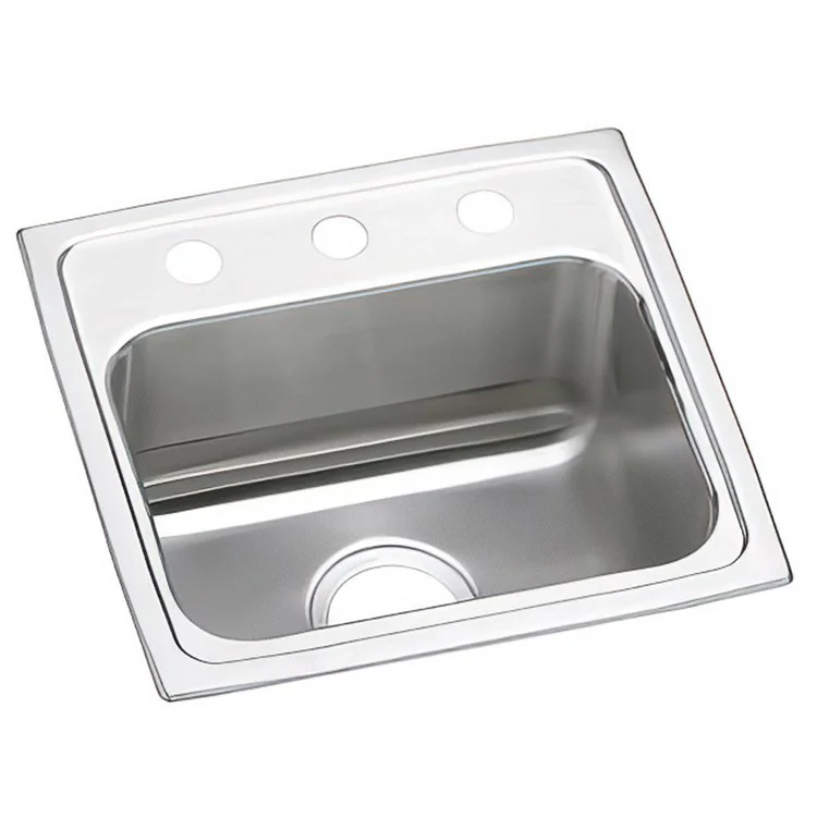 Kitchen Sink Lustertone Classic 17 x 16 Inch Single Bowl 1 Hole ADA Lustrous Satin Drop-In Rectangle Drain Location Center Depth 5 Inch Bottom Only Pads - Frankwebs