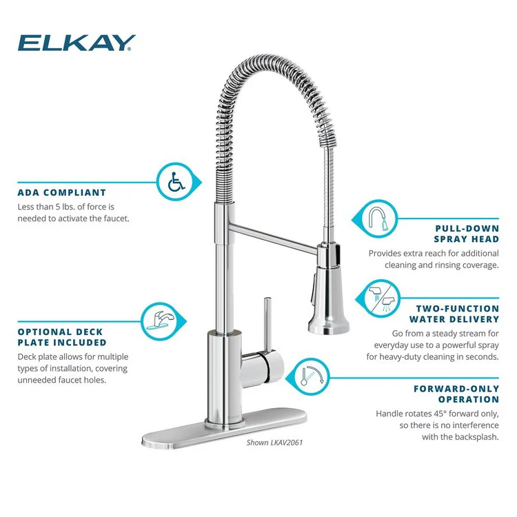Kitchen Faucet Avado Deck Mount 1 Lever ADA Lustrous Steel Semi-Pro 1 Hole Spout Height 21-11/16 Inch - Frankwebs
