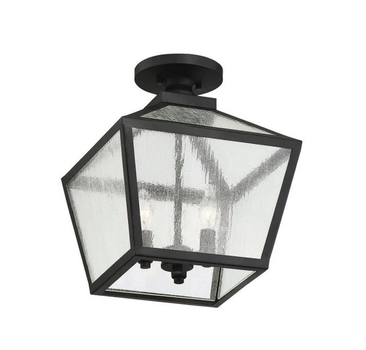 Woodstock Three-Light Outdoor Flush Mount Ceiling Fixture Lantern - Frankwebs