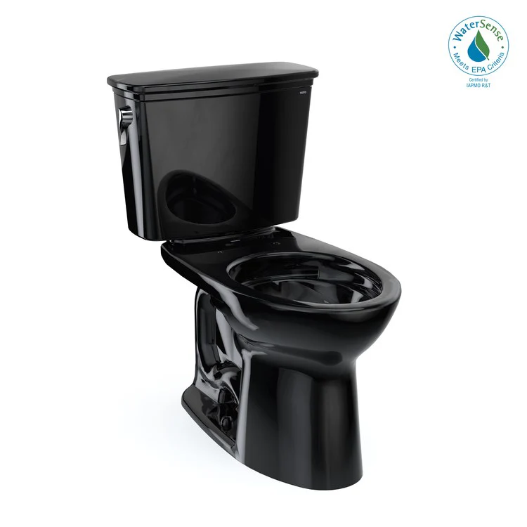 Toilet Drake 2 Pieces Transitional Universal Height Ebony Elongated ADA 30-11/16 Inch 1.28 Gallons per Flush Left Hand Chrome Less Seat - Frankwebs