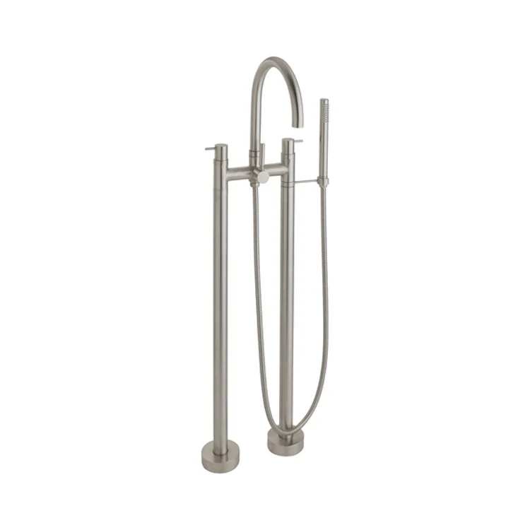Tub Filler Asilomar Contemporary Floor Mount with Handshower 7 Inch Spread 3 Series 62 Cylinder ADA Polished Chrome 2 Hole - Frankwebs