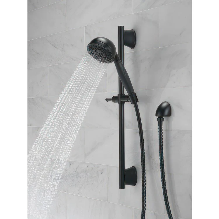 Handshower Set Universal Showering Components Matte Black 5 Function 1.75 Gallons per Minute 24 Inch Slide Bar with Holder - Frankwebs