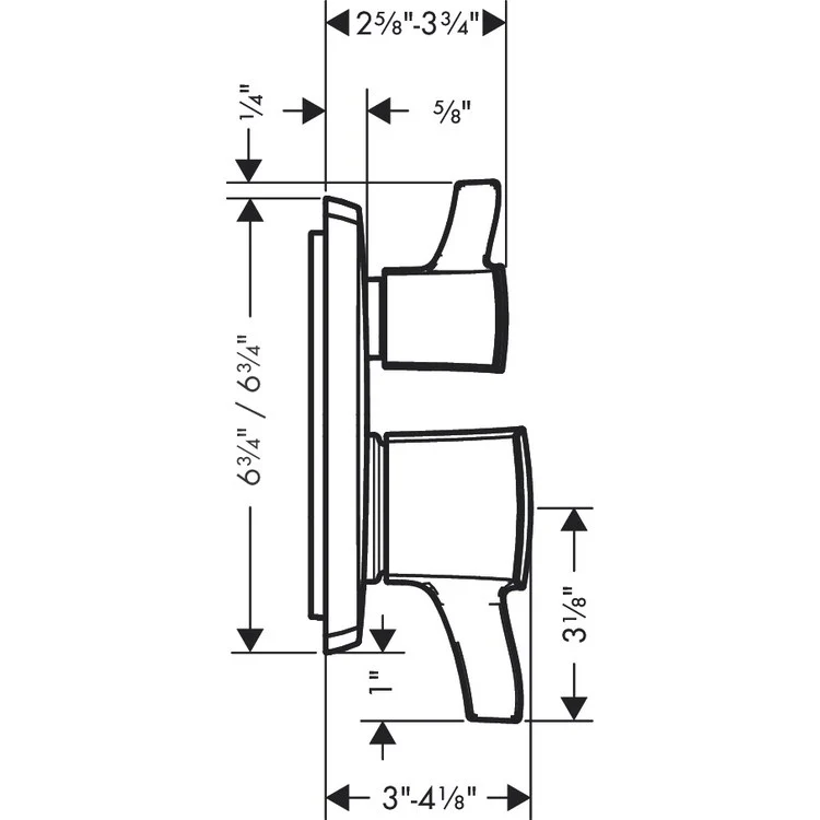 Pressure Balance Valve Trim Ecostat Classic Square 2 Lever Brushed Nickel ADA 4.5 Gallons per Minute - Frankwebs